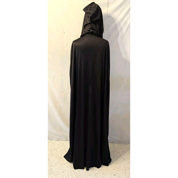 Unisex Black Long Cloak Hooded Robe Knight Medieval Halloween Cosplay Costume‎ - Picture 3 of 7